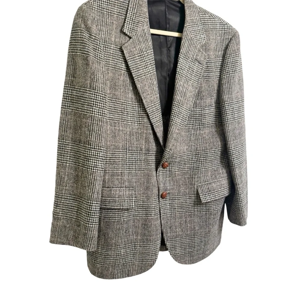 Vintage Classic 100% Wool Blazer Classic Thin Line Plaid Size L - XL - Picture 6 of 10